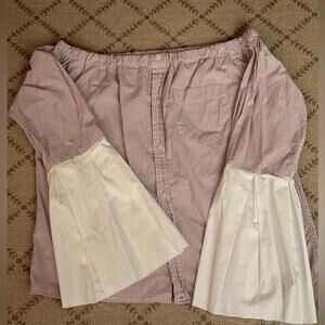 Kate Michael Jensen off shoulder pink button down shirt w ruffle sleeves NWOT S